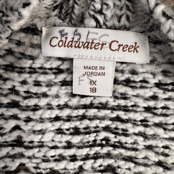 Coldwater Creek Cardigan Sweater Womens 1X‎ SOFT Open Knit Chevron Alpaca Blend - Picture 3 of 6